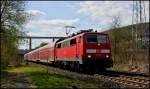 111 011 mit dem RE9 von Aachen Hbf nach Siegen in der Nhe von Siegen am 01.04.12