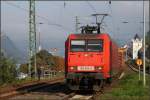 145 044 durchfuhr am Morgen des 01.09.11 den Kauber (Rhein) Bahnhof in Richtung Sden.