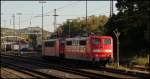 Am 01.10.11 waren 151 008 und 155 110 im frhen Abendlicht abgestellt in Kreuztal.