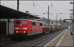 151 058 am tristen 24.02.12 mit einem Gterzug von Kreuztal in Richtung Hagen in Kreuztal