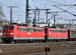 151 142 und 151 081 mit Gterzug am 22.03.12 in Fulda