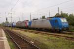 185 525-3 + 185 601-2 + 145-CL 203 + 185 xxx + 185 xxx abgestellt in Krefeld Hbf am 03.09.2010