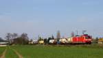 185 029 mit Containerzug in Richtung Süden am 29.03.14 bei Neuss Norf