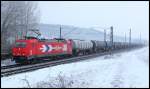 185 587 RHC mit Kesselwagenzug am 20.01.15 bei Fulda