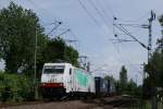 ITL 186 149 mit einem Containerzug in Dsseldorf Eller am Km 28,190 am 02.06.08