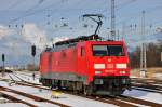 Die 189 055 ist regelmig in Rostock-Seehafen anzutreffen.Am 21.01.2013 bespannte sie den KT 42153 nach Verona Q.E.