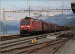Hier beginnt die Gotthardbahn, die 185 095 gerade in Richtung aargauischer Südbahn verlässt. Immensee, März 2019.