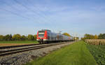 Der für die Lebensmittelkette  Simmel  werbende 423 210-4 der S-Bahn München wurde zusammen mit seinem  Kumpanen  als S2 nach Petershausen am späten Nachmittag bei Grub fotografiert.