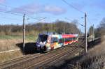 Kinderhamster 442 354 als S2 nach Güstrow,hier am 04.04.2015 ion Sildemow.