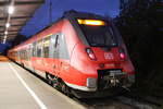 442 353 als S1(Rostock-Warnemünde)kurz vor der Ausfahrt im Haltepunkt Rostock-Holbeinplatz um 07:17 Uhr.22.10.2020