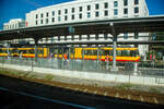 Der Zweisystem-Stadtbahn-Triebzug KVV / AVG 846 ein dreiteiliger Gelenktriebwagen Typ  Karlsruhe  bzw.