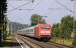 DB 101 133 als Schublok an einem der vielen IC Züge an den Rheinstrecken. Andernach-Namedy 13.09.2021