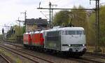 RailAdventure 103 222-6 mit den beiden DSB Vectronen Litra EB 3230-7 und 3229-9 auf dem Weg nach Pattburg/DK. Jübek 30.04.2022