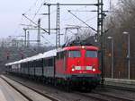 DB E10 448/ 110 448-8/ 115 448-3 mit dem V.S.O.E (Venice-Simplon-Orient-Express), Schleswig 14.04.2013