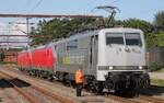 Railadventure 111 082 auf Rangierfahrt mit den DSB Vectronen 3235 u 3236 im Bhf Padborg 23.08.2021 (09900)