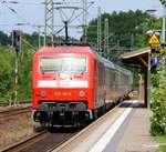 ...hinten mit DB 120 119-3, später werden daraus die IC's 1981 nach München und 2407 nach Köln. Schleswig 17.07.2015