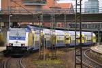 Wegen  Personen im Gleis  musste die 146 541-8 mit ihrer ME nach Hamburg Hbf gut 20min im Bhf Harburg warten. 02.11.2013