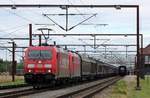 DBCSC 185 324 und Db 185 402 mit Güterzug im Bhf Pattburg am 05.08.2020