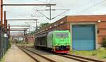 GC Br 5406 (9180 6185 406-6 D-GC) mit riesen Güterzug wartet auf Abfahrt im Bhf Pattburg. 09.07.2019