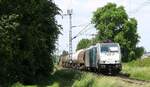 RP/LINEAS 186 427-1 mit kurzem Güterzug, aufgenommen bei Boisheim 08.06.2024