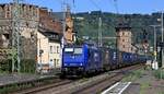 RP/Rhenus 186 269-7 mit GTS Containerzug. Oberwesel 06.08.2024