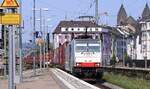 RP 186 258-0 REV/KS/15.12.17, Verl/TWA/04.01.25, Verl/TWA/15.12.25 mit ECS Containerzug, Koblenz Hbf 12.08.2025