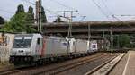 AKIEM/METRANS/HHLA 91 84 1186 033-4 REV/AKT-TS/12.09.24 + 91 84 1186 008-6 REV/ALSTOM/22.07.22 und 187 512-9 REV/AKT-KKR/15.06.26 auf dem Weg nach Maschen. Harburg 18.07.2026 