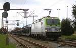 CAPTRAIN 193 484-3 verläßt mit ihrem GEFCO Autotransportwagenzug den Grenzbahnhof Pattburg 28.09.2022