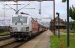 Die abgebügelte ELL/ELOC/Snälltåget 193 965 an der Systemtrennstelle des Bahnhofs Pattburg, 31.07.2023