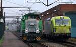 ATLU/GreenCargo 193 405 wird gerade aufger�stet w�hrend die NXRL 650 007 Richtung Terminal dieselt. Pattburg/DK 23.10.2026