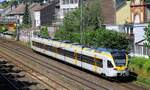 Nachschuß auf den aus Wuppertal-Barmen ausfahrenden Eurobahn Triebwagen ET 7.14 am 12.06.2022  