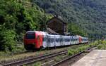 br-0-4291-stadler-flirt-3-db/858325/umleiterzugdb-suewex-429-104604--429 Umleiterzug...DB Süwex 429 104/604 + 429 100/600 als RE2 nach Koblenz Hbf. Kaub 05.08.2024