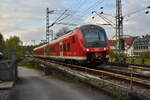 Als RB 85 kommt der Triebwagen 440 813/313 in Osterburken an am 21.4.2026