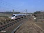 403 034-2  Offenbach  mit verssptetem ICE1501 Lichtenfels - Mnchen HBF bei Fahlenbach.