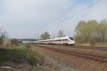 Nachschuss auf 415 006-6  Kassel  und 411 032-6  Wittemberge  als ICE 1548 Dresden - Frankfurt/Main Flughafen bei Borsdorf bei Leipzig.