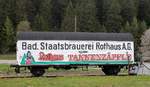 0-gattung-t-gueterwagen-mit-oeffnungsfaehigem-dach/719069/ig-3-seenbahn-21-80-0820 IG 3 Seenbahn 21 80 0820 530-2 (P) 'Bad. Staatsbrauerei Rothaus AG' Gattung Tnfhs38/Ibdlps383 (ex 11 80 807 5 001-0) Seebrugg 09.05.2017