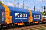 WASCOSA 4-achsiger Schiebeplanwagen der Gattung Shimmns registriert unter 37 80 4668 690-3 und 689-5 D-WASCO (REV 21.04.22). Bremen Hbf 11.06.2022