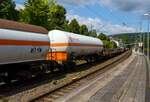 Vierachsiger Drehgestell 117 m³ Druckgaskesselwagen ohne Sonnenschutzdach, 33 87 7811 307-0 F-ERSA, der Gattung Zags (Safety++), der französischen Ermewa SA, laut Anschrift ist der Wagen