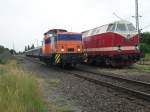 Treffen im Bahnhof Rostock-Bramow links steht meine Lieblings V60 und recht´s die 119 158-4.(07.08.10)