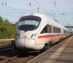 411 515-0 Coburg als ICE 1208 von Mnchen Hbf nach Warnemnde bei der Durchfahrt im Bahnhof Rostock-Bramow.01.08.2015