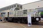 Alstom prsentierte am Freigelnde auf der Inno Trans 2014 in Berlin (hier 26.09.2014) die neue Alstom H3 als Hybrid-Variante fr das Volkswagenwerk in Wolfsburg.