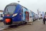   Der SNCF Rgio2N Triebzug (Rames) 009L (Baureihe Z 55500), hier Z 55517/18 der ter Rgion Centre ein achtteiliger elektrischer Doppelstocktriebzug vom Typ Bombardier OMNEO wurde auf der Inno Trans