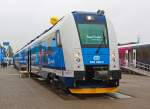 koda Vagonka prsentierte auf der Inno Trans 2014 in Berlin (hier 26.09.2014) den koda 7Ev „RegioPanter“, hier der dreiteilige elektrische Triebzug 640 005-5 / 641 005-4 fr die ČD