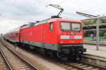  112 107 mit RE 4363 von Rostock Hbf nach Elsterwerda kurz vor der Ausfahrt im Rostocker Hbf.01.07.2016