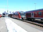 642 082 wartet in Buchloe auf die Abfahrt nach Augsburg.