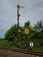 Einfahrsignal  F  mit Durchfahrvorsignal aus Richtung Sassnitz in Lancken.