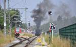 70 083 wartet auf Weiterfahrt am Bahnhof Altomünster beim Dampflok - Event des Bayerischen Lokalbahn Verein Tegernsee e.