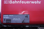 DB Bahnfeuerwehr - 51 500-7 Löschwasserwagen auf Basis eines Schweröl - Kesselwagen.