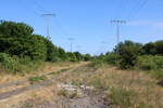 Blick auf die ehemalige Bahnstrecke zum Friedrich-Franz-Bahnhof in der Rostocker Innenstadt.