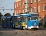 Nun ist es Amtlich ab 30.07.2014 gehen die neuen Vossloh 6N2 auf der Linie 1 zwischen Rostock-Hafenallee und Rostock-Mecklenburger Allee in Betrieb am Abend des 18.07.2014 stand Tatra T6(806)auf dem